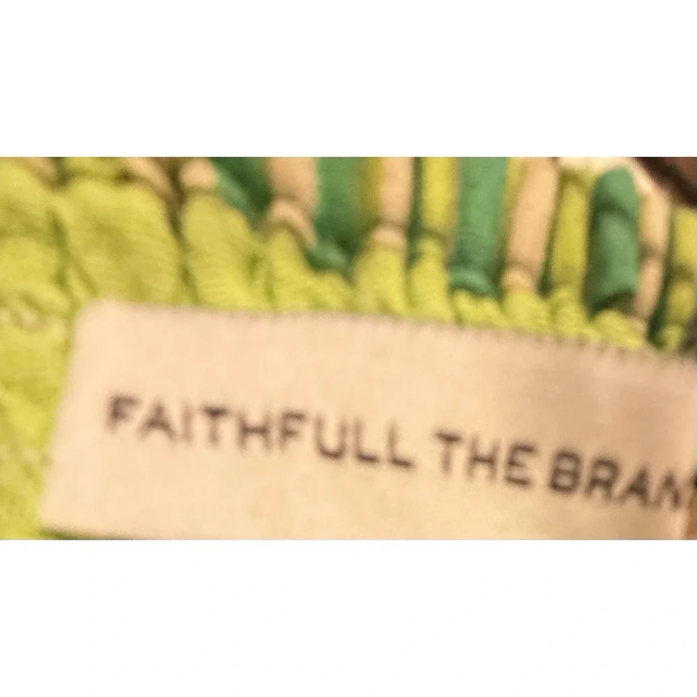 Faithfull The Brand Muthia Mini Dress Womens 8 Green Bau-Bau Stripe Tie Shoulder